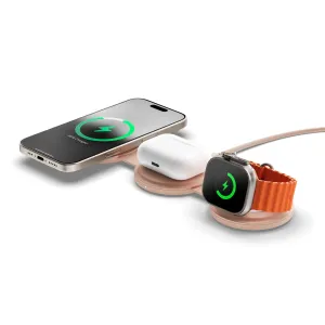 Satechi OntheGo™ 3-i-1 trådlös laddare i Desert Rose, hopfällbart ställ för iPhone, AirPods och Apple Watch