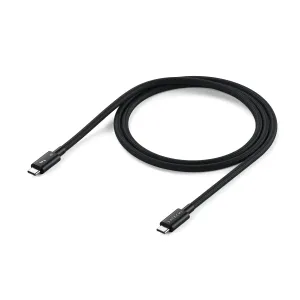 Satechi Thunderbolt 5 Pro kabelis, melns pīts USB-C kabelis ar pastiprinātiem savienotājiem