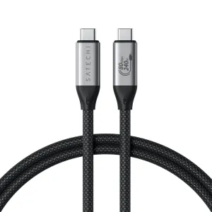 Satechi USB4 Pro V2 geflochtenes USB-C-Kabel mit 80-Gbit/s- und 240-W-Markierungen, schwarzes 1,2-m-Ladekabel