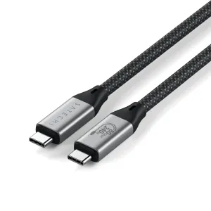 Satechi geflochtenes USB-C-Kabel 1,2 m mit Metallsteckern, in Schwarz dargestellt, für schnelles Laden und Datenübertragung