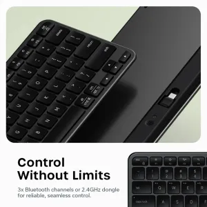 Satechi EX1 Slim trådløst tastatur i svart, med nordisk layout og tilkobling via Bluetooth og USB-C-dongle