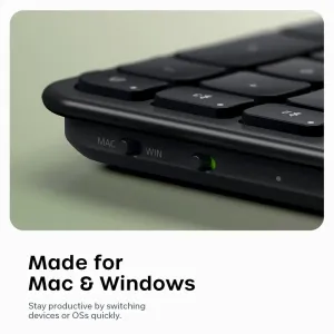 Satechi EX3 Slim bezvadu tastatūra melnā krāsā ar Mac/Win pārslēgu un zema profila taustiņiem