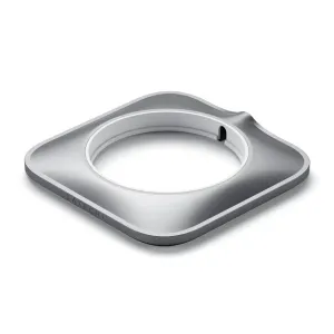 Satechi-dokk i aluminium for Apple MagSafe-lader, sølvfarget kabinett med avrundet kvadratisk design