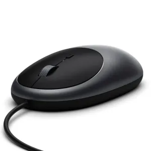 Satechi C1 trådbunden USB-C-mus i rymdgrått med rullhjul och kompakt oval design