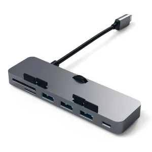 Satechi USB-C Clamp Hub Pro USB-C-kaapelilla, USB-A-porteilla ja SD-korttipaikoilla iMacille