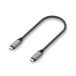 Cable trenzado USB4 de USB-C a USB-C de Satechi con conectores metálicos, en negro y gris