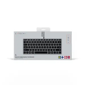 Satechi W1 USB-C trådbundet bakgrundsbelyst tangentbord i butiksförpackning med nordisk layout för Mac och iOS, rymdgrått