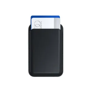 Satechi magnetisches Kartenetui mit Ständer aus schwarzem veganem Leder mit Kartenfach und klappbarem Smartphone-Ständer