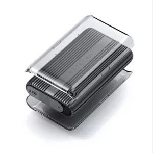Satechi USB4 NVMe SSD-kabinett med transparent lock och räfflad design i rymdgrått