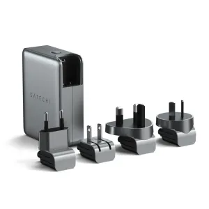 Satechi 145 W USB-C 4-porttinen GaN-matkalaturi vaihdettavien pistokesovittimien sarjalla
