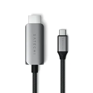 Cable Satechi USB-C a HDMI 2.1 8K con cordón trenzado negro y conectores plateados