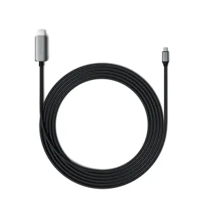 Cable Satechi USB-C a HDMI 2.1, trenzado negro y en espiral, con carcasas metálicas para los conectores