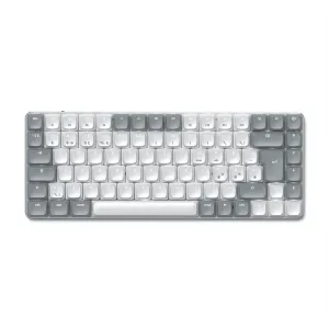 Satechi sM1 slimt mekaniskt tangentbord med nordisk layout, grå och vita tangenter för skrivande vid skrivbordet