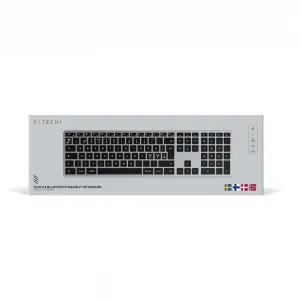 Förpackning för Satechi Slim X3 Bluetooth-tangentbord med bakgrundsbelysning som visar en nordisk layout i full storlek med numeriskt tangentbord