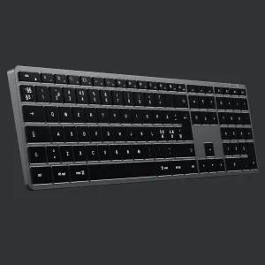 Satechi X3 trådlöst tangentbord med nordisk layout, numeriskt tangentbord i full storlek och lågprofilstangenter i rymdgrått