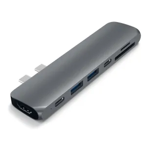 Satechi USB-C Pro Hub in space gray with HDMI, USB-A, USB-C and card readers for MacBook