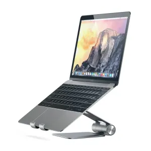 Satechi R1 justerbart mobilstativ, laptop- og nettbrettstativ i sølvfarget aluminium med hengslet støtte