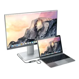 Satechi USB-C–HDMI-sovitin, joka yhdistää kannettavan tietokoneen ulkoiseen näyttöön näytön peilausta varten