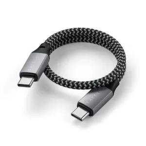 Cable trenzado USB-C a USB-C de Satechi, cable de carga compacto de 25 cm con conectores metálicos