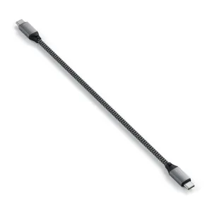 Cable trenzado negro Satechi de USB-C a USB-C, 25 cm, con conectores metálicos para carga y transferencia de datos