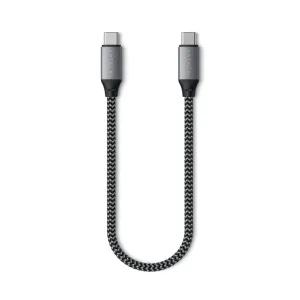 Cable trenzado Satechi de USB-C a USB-C, 25 cm, negro y gris, para cargar dispositivos USB-C