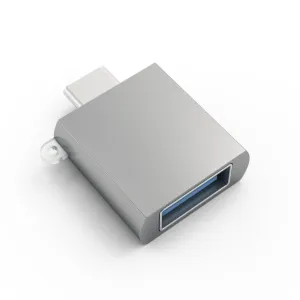 Satechi USB-C-sovitin USB-A-portilla hopeanvärisestä alumiinista, kompakti keskitin vanhempien USB-laitteiden liittämiseen