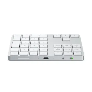 Satechi kabelloser erweiterter Ziffernblock in Silber mit USB-C-Aufladung, Pfeiltasten und kompaktem Layout