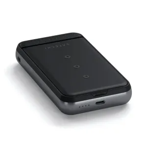 Satechi Duo Wireless Charger Stand mustana, kokoontaitettava Qi-latausteline USB-C-portilla ja tilavaloilla