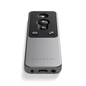Satechi R1 Bluetooth prezentacijų pultelis, kosminės pilkos spalvos, su skaidrių valdikliais, mygtukais ir USB-C prievadu