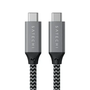 Satechi USB4 USB-C į USB-C laidas su pintu juodos ir pilkos spalvos apvalkalu ir metalinėmis USB-C jungtimis