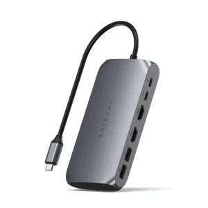 Satechi USB-C Multimedia Adapter M1 avaruusharmaana, kahdella HDMI-, USB-C- ja USB-A-portilla