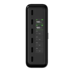 Satechi ChargeView 240 W-skrivbordsladdare med sex USB-C-portar och LCD-visning av effekt på framsidan