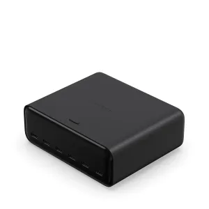 Satechi ChargeView bordsladdare med sex USB-C-portar i en svart, rundad bordsenhet