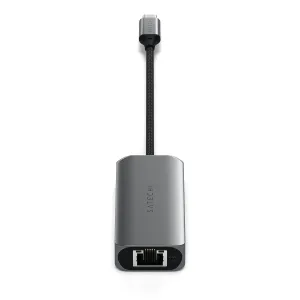 Satechi 4-in-1-USB-C-keskitin punotulla kaapelilla ja 2,5G LAN Ethernet -portilla, hopea ja musta