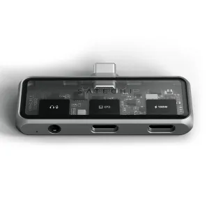 Satechi Mobile XR Hub with Audio, kompakti tummanharmaa lisävaruste USB-C- ja 3,5 mm:n porteilla