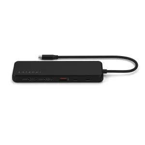 Satechi 13 viename USB-C kelių prievadų adapteris su HDMI, USB-A ir Ethernet prievadais, juodas