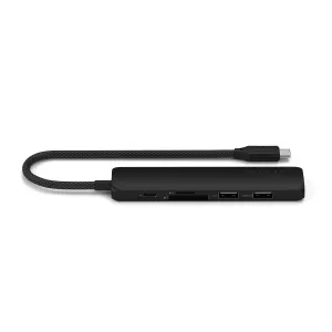 Satechi 6-in-1 ohut USB-C-moniporttisovitin mustana, HDMI-, USB-A-, SD- ja microSD-porteilla