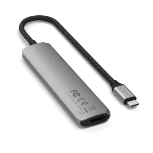 Satechi 6-in-1 ohut USB-C-moniporttisovitin tähtiharmaana, punotulla kaapelilla ja USB-C-liittimellä