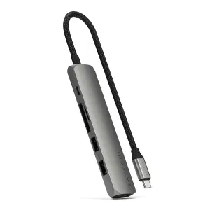 Satechi 6-in-1 ohut USB-C-moniporttisovitin tähtiharmaana HDMI-, USB-A- ja SD-liitännöillä sekä USB-C-kaapelilla
