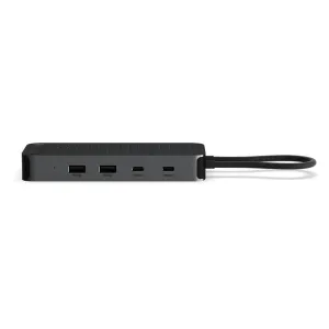 Satechi ExtendView USB4-Multiport-Adapter mit USB-A- und USB-C-Anschlüssen, 10-Gbit/s-Kennzeichnungen und geflochtenem Kabel in Schwarz
