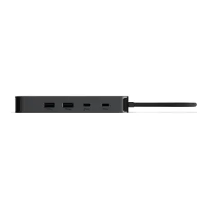 Satechi ExtendView USB4-Multiportadapter mit USB-A- und USB-C-Anschlüssen, 10-Gbit/s-Kennzeichnungen und angeschlossenem Kabel