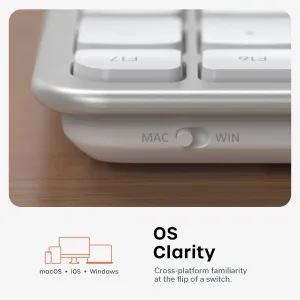 Satechi Slim LX3 sølvfarvet ledningsforbundet tastatur med lavprofiltaster og Mac/Win-omskifter