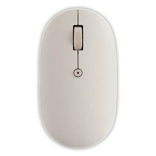Satechi OntheGo™ kabellose Maus in Sand, eine kompakte Bluetooth-Maus mit Scrollrad und strukturierter Oberfläche.