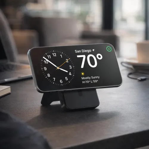 Satechi OntheGo™ Qi2 10K magnetisk strømbank med stativ - trådløs lading og USB-C - Svart