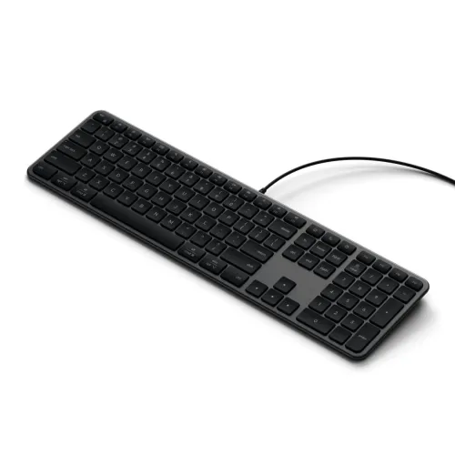 Satechi LX3 slim laidinė USB-C klaviatūra su šiaurietišku išdėstymu, pilno dydžio klavišais ir skaičių klaviatūra