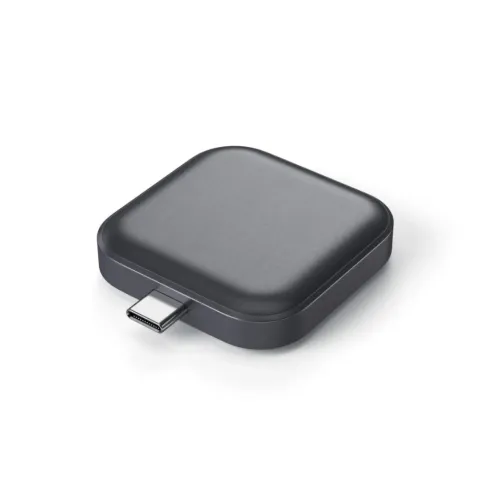 Satechi USB-C-magneettinen lataustelakka Apple Watchille, kompakti tähtiharmaa laturi USB-C-liittimellä