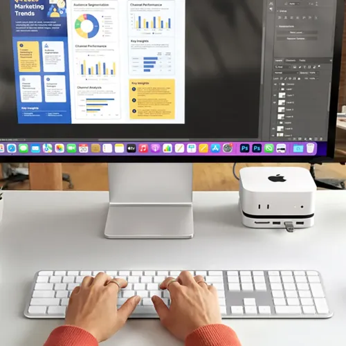 Satechi EX3 Slim Wireless Keyboard with Nordic layout, full-size keys and numpad, shown in a clean desk setup