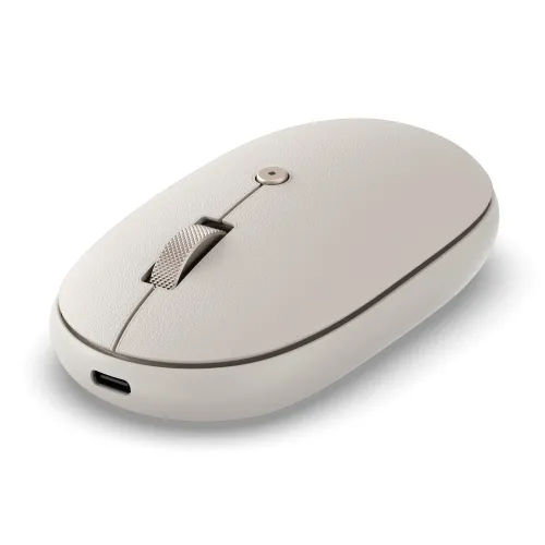 Satechi OntheGo Bluetooth mouse in white, with textured top, scroll wheel and USB-C port