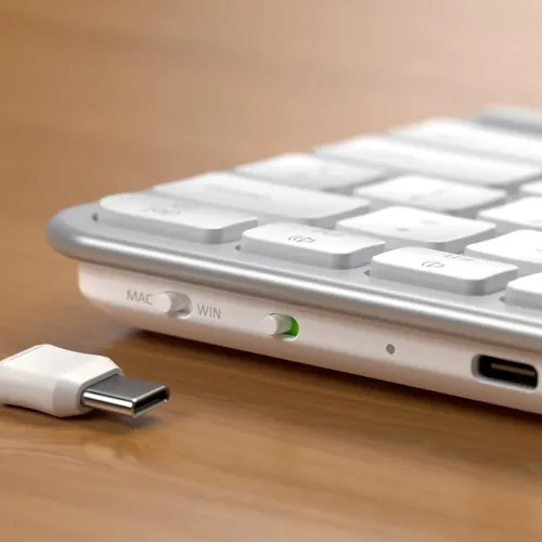 Satechi EX1 Slim trådløst tastatur med nordisk layout - kan kobles til fire enheter - Sølv