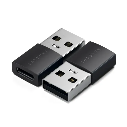 Satechi USB-A till USB-C-adaptrar, två kompakta dataöverföringsadaptrar med USB-A-kontakt och USB-C-port